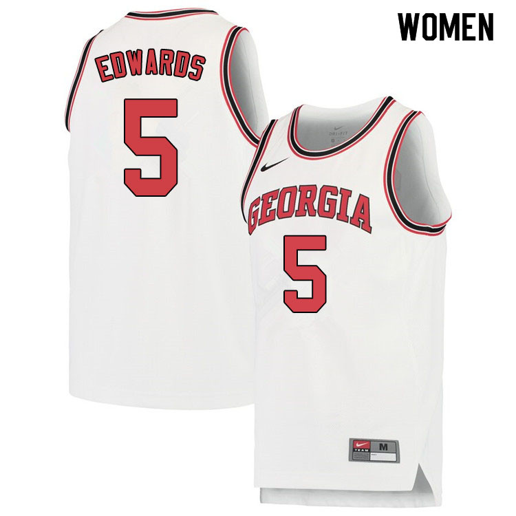 Women #5 Anthony Edwards Georgina Bulldogs College Basketball Jerseys Sale-White